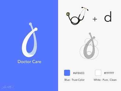 Logo design - Doctor Care app design app logo app logo design art blue care app design golden ratio goldenratio illustration illustrator logo logodesign logoinspiration minimalism sabartism ui vector vectorlogo white