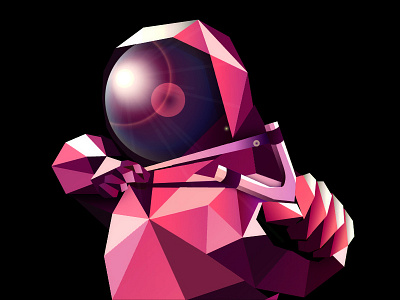 Low Poly Astronaut astronaut branding bright debut design illustration illustrator logo logo design low poly low polygon photoshop pink space vector