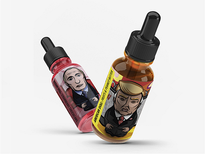 TRUMPUTIN bottle branding bright character design human figure illustration logo presidents putin trump vape vector