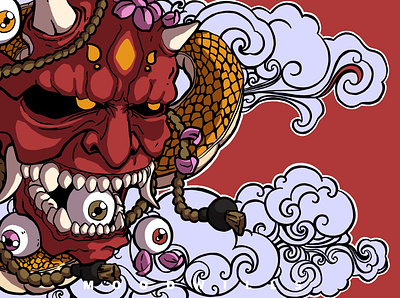 Hannya mask character design creative drawing and painting illustrating illustration illustration art illustrator