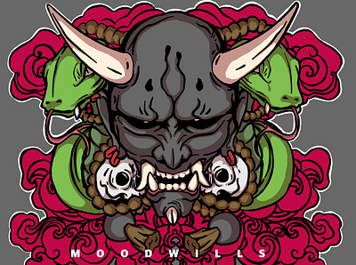 Hannya mask character illustration creative drawing and painting illustrating illustration illustration art illustrator