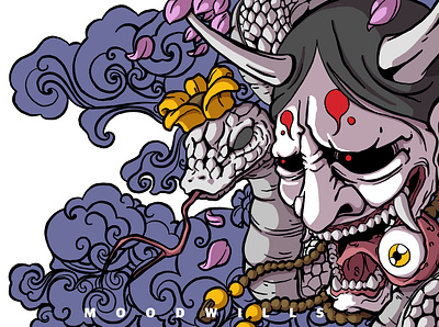 Hannya mask character illustration creative drawing and painting illustrating illustration illustration art illustrator