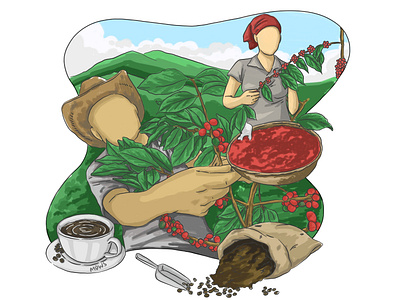 coffee farmer character illustration coffee coffee illustration creative drawing and painting flat illustration illustrating illustration illustration art illustrator player shot