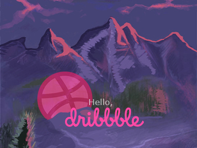 Hello! debut hello illustration mountains