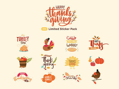 Thanksgiving Stickers artwork doodle graphic handdrawing ios stickers thanksgiving