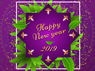 New Year 2019 branding celebration creative creative design design dribbble green happiness love love letter newyear ux ui design vector violet