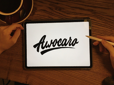 Awocaro - Lettering Logo Sketch for car rent website