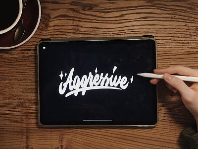 Aggressive - Lettering Logo Sketch for clothing brand