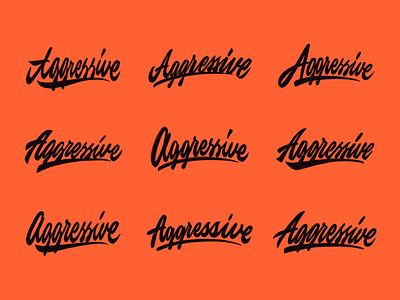 Aggressive - Lettering print sketches for Accessories Brand branding calligraphy clothing design fashion font free hand lettering identity lettering logo logotype mark packaging script sketches streetwear type typo typography