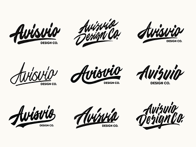 Avisvio - Lettering Logo Sketches Collection for Design Studio branding calligraphy clothing design fashion font free hand lettering identity lettering logo logotype mark packaging script sketches streetwear type typo typography