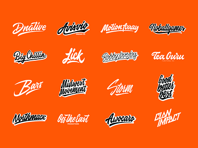 Lettering Logotypes Collection Vol.4 branding calligraphy clothing design fashion font free hand lettering identity lettering logo logotype mark packaging script sketches streetwear type typo typography