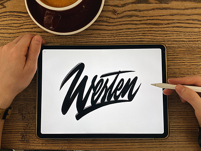 Westen - Lettering Logo Sketch for YouTube blogger branding calligraphy clothing design fashion font free hand lettering identity lettering logo logotype mark packaging script sketches streetwear type typo typography