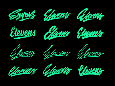 Elevens - Lettering Logo Sketches Collection for Soccer Brand branding calligraphy clothing design fashion font free hand lettering identity lettering logo logotype mark packaging script sketches streetwear type typo typography