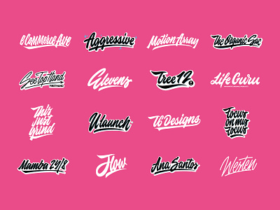 Lettering Logotypes Collection Vol.5 branding calligraphy clothing design fashion font free hand lettering identity lettering logo logotype mark packaging script sketches streetwear type typo typography