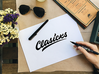 Clasicks - Logo for Clothing Brand calligraphy font free hand lettering lettering logo logotype script sketch sketches type typography