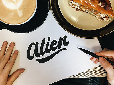 Alien - Logo Sketch for Photographer branding calligraphy clothing design fashion font free hand lettering identity lettering logo logotype mark packaging script sketches streetwear type typo typography