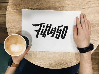 Fifty50 - Logo Sketch for design agency from UK branding calligraphy clothing design fashion font free hand lettering identity lettering logo logotype mark packaging script sketches streetwear type typo typography