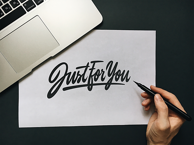Just For You - Logo Sketch for Startup Loyalty Program branding calligraphy clothing design fashion font free hand lettering identity lettering logo logotype mark packaging script sketches streetwear type typo typography