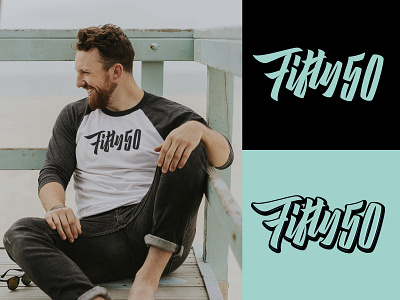 Fifty50 - lettering logo for user experience design agency branding calligraphy clothing design fashion font free hand lettering identity lettering logo logotype mark packaging script sketches streetwear type typo typography