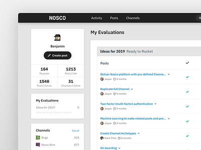 Evaluation Overview lists monotype navigation nosco overview ui