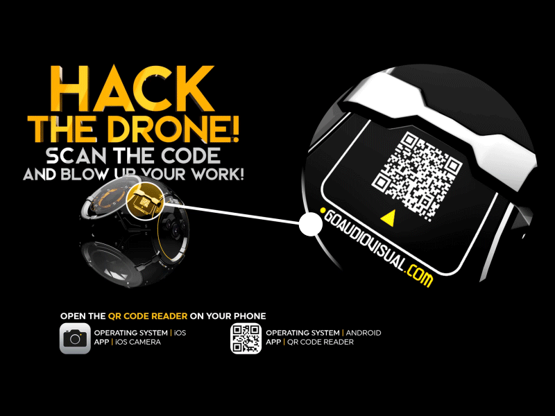 HACK THE DRONE! ▸ GO Audiovisual 2018 3d text after effects animation demo reel demoreel design drone drones motion motion graphics showreel tech design techdesign typography