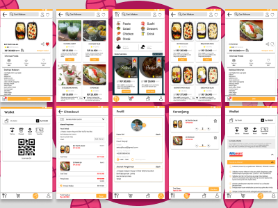 Cari makan hot checkout process love barcode topup wallet app concept makan donation hungry dinner lunch mock up design ux ui