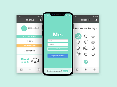 Me – a wellness app app design illustration interaction design mental health phone product product design productdesign ui ux vector