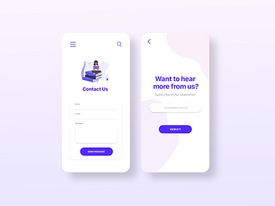 Daily UI: Contact Us and Subscribe adobe contact us daily ui 026 daily ui 028 dailyui dailyuichallenge purple subscribe xd