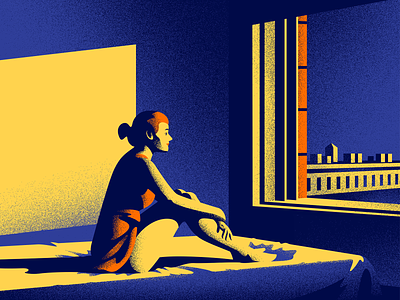 Edward Hopper adobe art editorial illustration girl hopper hotel lonely night painting sunset vector woman