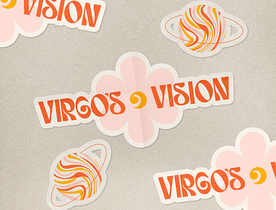 Virgo's Vision astrology logo concept 60s astrology branding design flower fun girly horoscope logo planet sticker tarot virgo