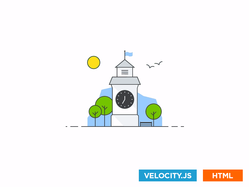Petrovaradin Fortress - Clock Tower [animated] colorful css design flat html illustration js novi sad serbia tower vector velocity