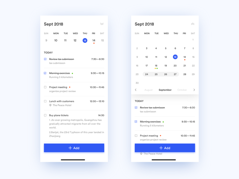 Calendar interface exercise by 范范范 on Dribbble