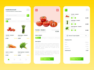 Exploration "Vegetable E-commerce" app design illustration ui ux