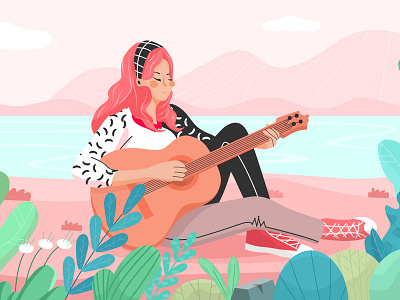 Girl playing guitar