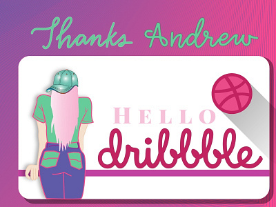 hello dribbble hand lettering debut illustration vector art shot