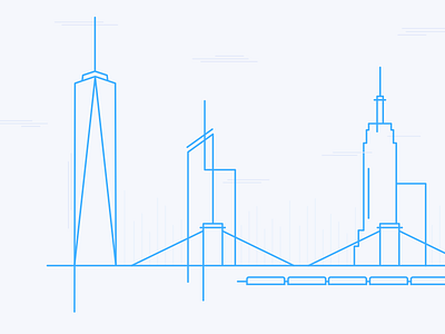 NYC bridge city new nyc outline skyline skyscraper subway train wireframe york