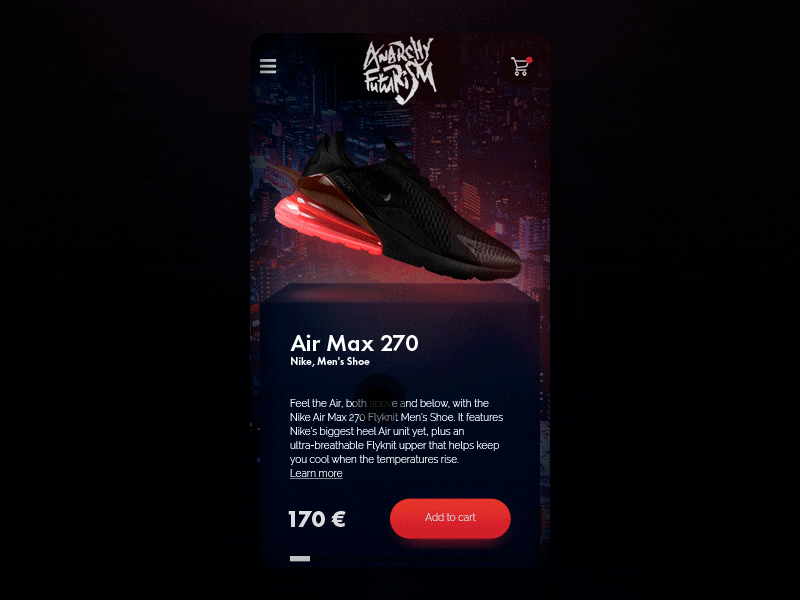 Nike - Air Max 270 ae ecommerce fashion gif interaction motion nike shoes store ui ux webdesign