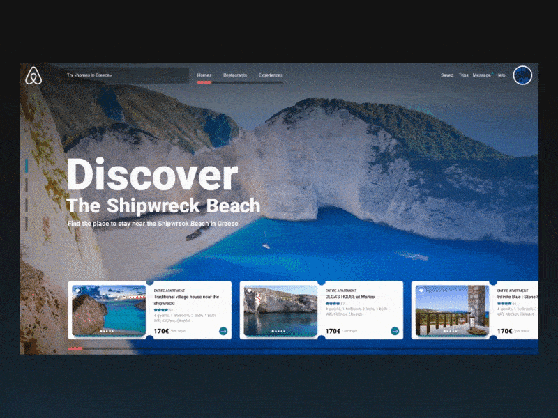 Airbnb redesign concept ae animation booking discover holdays hotel interaction slider travel ui ux vacation webdesign