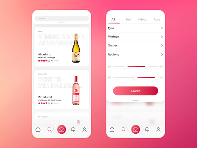 Vivino app UI application branding clean design flat minimal simple ui vivino wine wine app