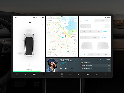 Tesla Model 3 UI car clean dashboard design interface model 3 simple tesla ui ux