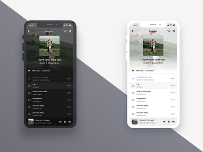 Music List Black - White app ui ux