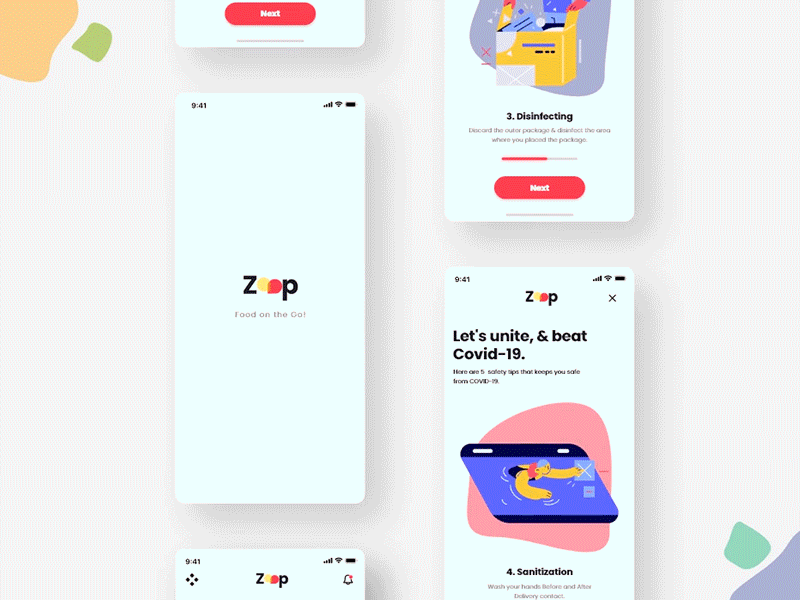 Pandemic Food Delivery App Screens