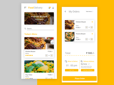 Food Delivery App [WIP] UI/UX adobe xd cart food food app food delivery app food delivery application orders restaurant app ui ux