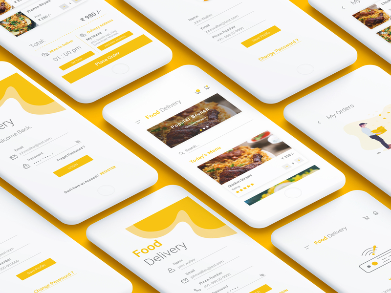 Download Food Delivery App UI/UX - Mockup by Waqar Naik on Dribbble