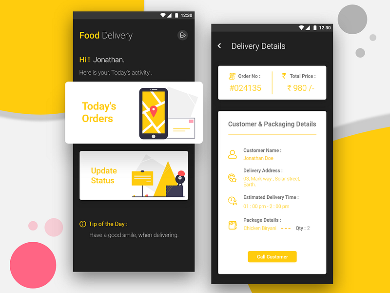 Delivery Boy Tracking & Update Status Food App UI/UX by Waqar Naik on ...