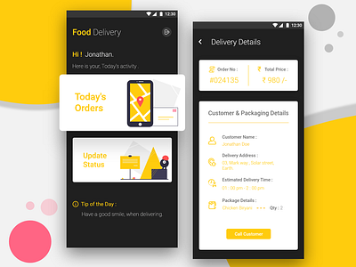 Delivery Boy Tracking & Update Status Food App UI/UX