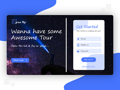 Space Up Hero hero login signup website website concept
