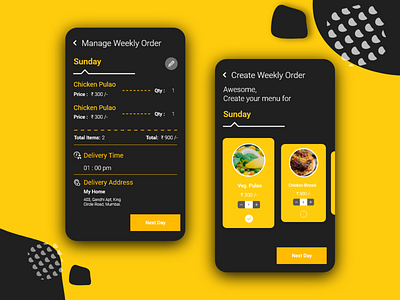 Manage & Create weekly order [Food Delivery App] 2019 adobe xd android app concpet create order delivery delivery app food app food delivery app ios manage order menu order order management ui ux week order
