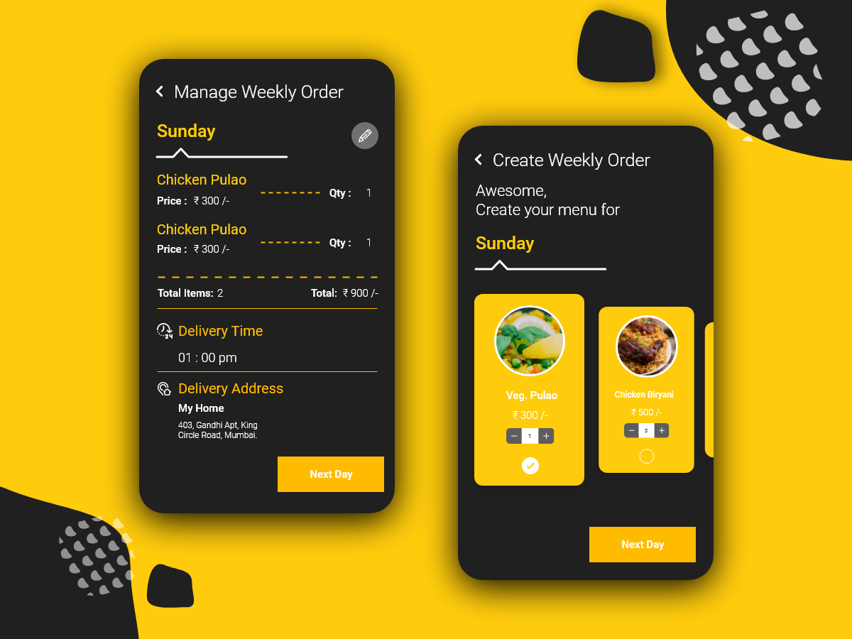 Manage & Create weekly order [Food Delivery App] by Waqar Naik on Dribbble