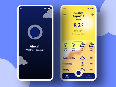 Alexa weather forecast app adobe xd alexa app app auto animate ui ux xddailychallenge